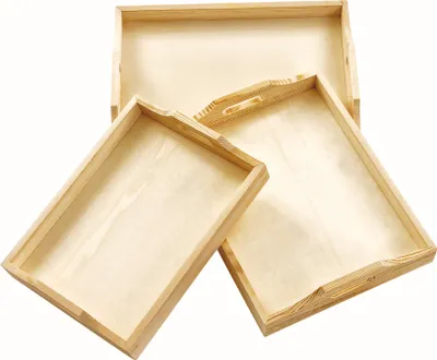 Produktbild von VBS Holztablett, 3er Set, je BxT 37x29, 34x26, 31x23cm