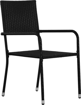 Produktbild von vidaXL Garten-Essstühle 2 Stk. Stapelbar Schwarz Poly Rattan