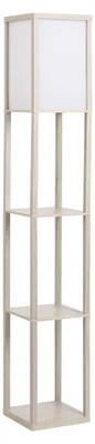Produktbild von HOMCOM Stehleuchte Beleuchtung mit 3 Regalen E27 bis 40W E1-MDF Eiche+Weiß