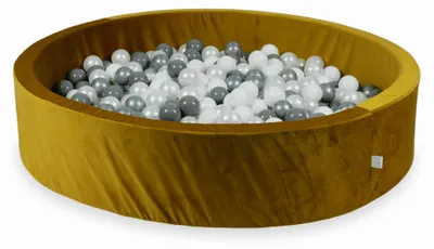 Immagine prodotto di Piscina di palline 600 pezzi 130x30 velluto oro: bianco, argento, perla, grigio