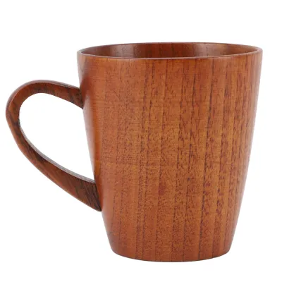 Imagen del producto de Tazas de madera hechas a mano, de 250 ml, para café y té, con asa, para hombres y mujeres, ideales para viajes y actividades al aire libre