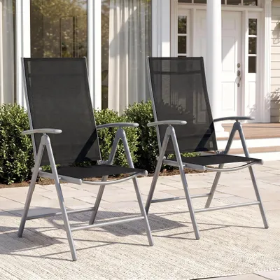 Productafbeelding van Clevich tuinstoelen, aluminium, set van 2, tuinstoelen met hoge rugleuning, inklapbaar