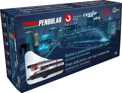 Image de Pequetren Train de banlieue Renfe Cercanías avec gare, sémaphore et rampe.