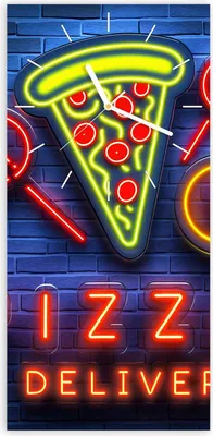 Produktbild von Wanduhr aus Glas mit Motiv Pizzalieferservice- 30 x 60 cm - inkl. Aufhängesystem