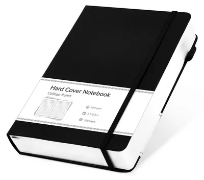 Produktbild von Notizbuch A5 Liniert 320 Seiten Hardcover Leder 14 x 21 cm Schwarz