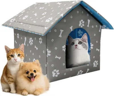 Imagen del producto de Caseta para gatos, resistente a la intemperie, apta para el invierno, de 35 x 33 x 30 cm, para uso en exteriores