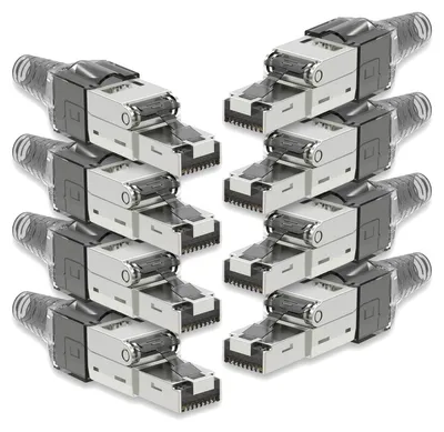 Produktbild von 8x Netzwerk Stecker CAT 7 Werkzeuglos RJ45 CAT7 Netzwerkstecker Netzwerkkabel