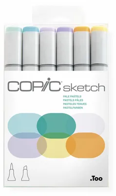 Produktbild von Copic Sketch Set Grafikmarker - Pale Pastels - Nachfüllbar mit Copic Ink - 6Stk