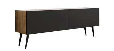 Immagine prodotto di Supporto TV : rovere Wotan / nero opaco, gambe nere, 140 x 52 x 32 cm