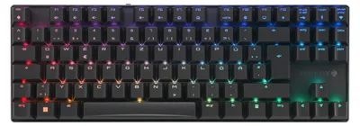 Produktbild von CHERRY XTRFY Cherry MX 8.2 TKL Wireless, Verkabelt & Kabellos, USB + RF Wireless + Bluetooth, Mechanischer Switch, QWERTZ, RGB-LED, Schwarz