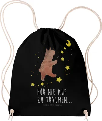 Produktbild von Mr. & Mrs. Panda Jutebeutel Bär Träume - Schwarz - Geschenk, Turnbeutel, Traumdeutung, festival rucksack, Teddy, sporttasche klein, Träumen, wander, leichter, Traum