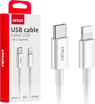 Produktbild von USB-C auf Lightning Kabel iPhone PD 20W 100cm Schnellladegerät Robust
