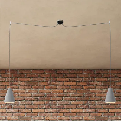 Immagine prodotto di Creative-Cables Spider - Lampada a sospensione multipla a 2 cadute Italy completa di cavo tessile e paralume in cemento