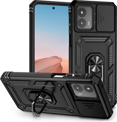 Produktbild von Moto G 5G 2023 Hülle mit Schiebe Kamera Schutz und Ringhalter Ständer Schutzhülle für Motorola Moto G 5G 2023 Schwarz