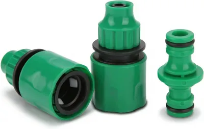 Immagine prodotto di Raccordi per tubi da giardino in plastica, 3 pezzi, attacco da 3/8 di pollice, con sistema di aggancio rapido per tubi da giardino