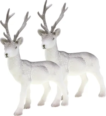 Produktbild von Deko Hirsch Set beflockt beschneit 27,5cm 2 Stück Winter Dekoration
