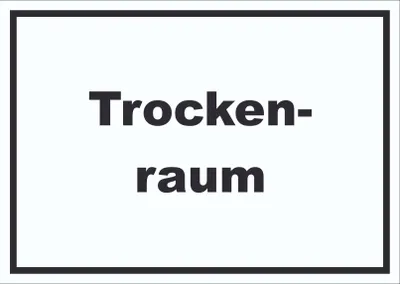 Produktbild von Trockenraum Schild mit Text Wäsche trocknen waagerecht A6 (105x148mm)