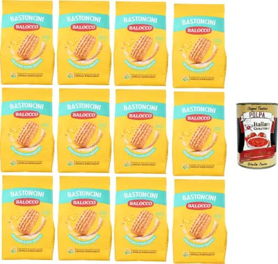 Produktbild von Balocco Bastoncini Kekse zum Frühstück 12x 350g biscuits cookies kuchen + Italian Gourmet polpa 400g