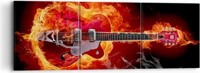 Produktbild von Bild auf Leinwand - Leinwandbild - Instrument Flammen Saiten - 90x30cm - Wand Bild - Wanddeko - Leinwanddruck - Bilder - Kunstdruck - Wanddekoration - Leinwand bilder - Wandkunst - CA90x30-0201
