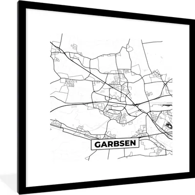 Produktbild von MuchoWow® Gerahmtes Poster Karte - Garbsen - Karte - Stadtplan 40x40 cm - Poster mit Schwarzem Bilderrahmen Wandposter Rahmen Foto Bilder - Poster - Plakat im Rahmen
