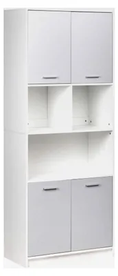 Produktbild von Standregal in Grau/Weiß mit 2 Schränken und 4 Türen, 197 cm hoch, 40 cm tief, 80 cm breit
