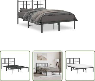 Produktbild von The Living Store Bettgestell mit Kopfteil Metall Schwarz 120x190 cm