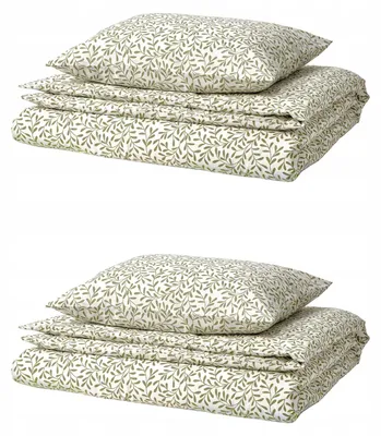 Produktbild von IKEA SORGMANTEL Bettwäsche-Set Weiß Grün 150x200 cm