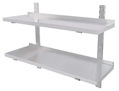 Image de Étagère murale, armoire murale à 2 étagères, étagère en acier inoxydable, étagère de cuisine, étagère de restauration en acier inoxydable pour la cuisine, la maison ou un restaurant (60 x 30 cm)