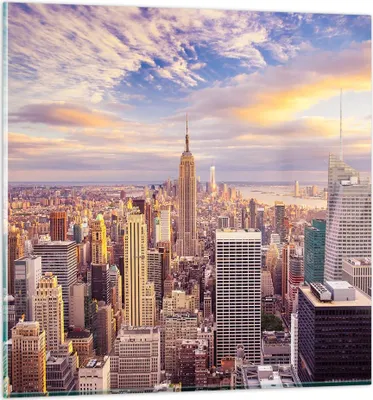 Produktbild von Bilder auf glas - New York Stadt - 60x60cm - Glasbilder - Wandbilder - Kunstdruck - zum Aufhängen bereit - Wanddekoration aus Glas - Glas Bilder - Wandbild auf Glas - Einteilig - GAC60x60-3638