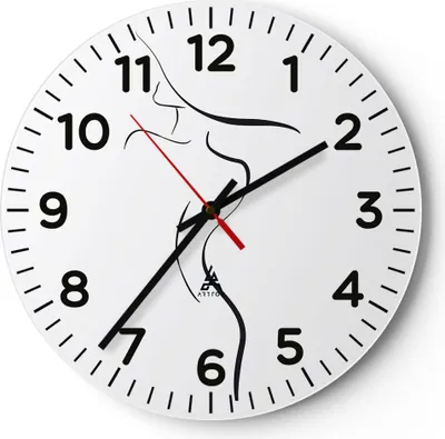 Produktbild von Wanduhr - Rund - Glasuhr - Minimalismus Frau Hut - 30x30cm - Schleichendes Uhrwerk - Lautlos - zum Aufhängen bereit - Dekoration Modern - Wanddekoration aus Glas - C4AR30x30-4908