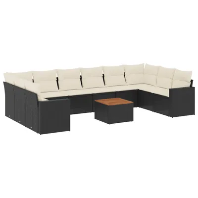 Produktbild von vidaXL 11-tlg. Garten-Sofagarnitur mit Kissen Schwarz Poly Rattan