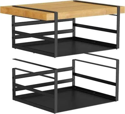 Productafbeelding van Famanu Opbergmand set, 2 stuks - zwarte opbergoplossing voor onder - stevige, uitschuifbare mand - metalen organizer voor onder