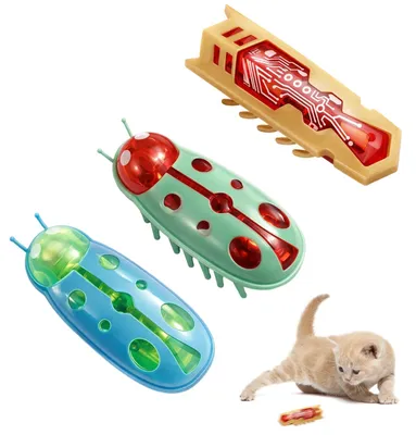 Produktbild von Katzenspielzeug Interaktives Spielzeug Elektrischer Käfer - 3 Stück - Mit Marienkäfer und Roboterinsekt - Für Hauskatzen und Kätzchen