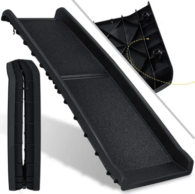Produktbild von Famanu Hundelaufhilfe für Autos 156x40cm - Klappbare Hundetreppe für Haustiere bis 90 kg, Schwarz