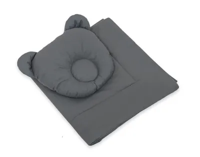 Produktbild von Babybettwäsche mit Füllung, Bettdecke und Kissen in Teddybärform - 2-teiliges Set - Anthrazit