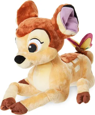 Immagine prodotto di Peluche ufficiale Disney, Bambi, taglia media, 28 cm. Figura in peluche con farfalla 3D sulla coda e dettagli ricamati. Adatto fin dalla nascita. - Bambi - 28 cm