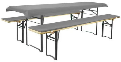 Immagine prodotto di Set da panca per tavolo da birra - Tovaglia 240 x 90 cm - 2 cuscini 220 x 25 cm - Grigio