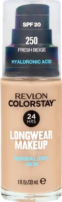 A product shot of a bottle of Revlon Colorstay foundation.