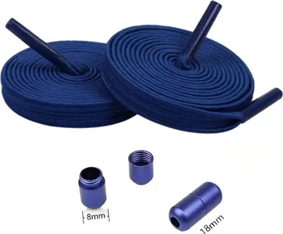 Produktbild von Elastik Schnürsenkel mit Metallkapseln - Blau - Verschluss: Bunt
