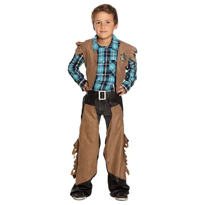 Produktbild von Kinder Cowboy Kostüm (Weste & Chaps) Größe: 110-122 (4-6 Jahre)