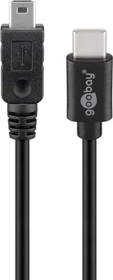 Produktbild von goobay USB 2.0 Kabel USB C auf Mini B 2.0 schwarz 0,5 m