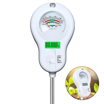 Produktbild von Bodenfeuchtemesser, 6-in-1-Boden-pH-Meter, misst Temperatur, Luftfeuchtigkeit, Lichtintensität, Nährstoffe, pH-Wert und Umgebungsfeuchtigkeit,für Gartenbau, Rasenflächen und Landwirtschaft