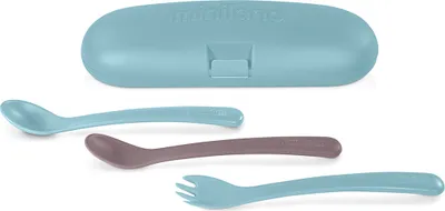 Produktbild von Miniland Set Kinderbesteck - ergonomisch, Terra, blau