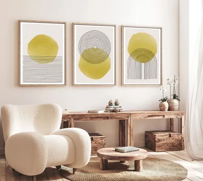 Produktbild von Wallity, Elegantes Dekoratives Wandbild (3 Teile), 50 x 70 cm | 100% MDF (3 mm) mit Rahmen aus massivem Holz (2,5 cm) | Perfekt für modernes Wohnen und stilvolle Akzente.