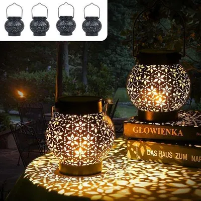 Productafbeelding van Zonnepaneelverlichting voor de tuin, waterdicht en roestvrij, ideaal voor terras en gazon, set van 4 stuks