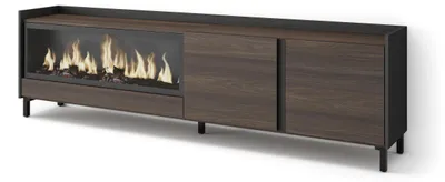 Produktbild von TV-Möbel Holzeffekt eiche schwarz 212x35x61cm Kamin mit Feuereffekt