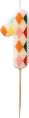 Image de Bougie d'anniversaire chiffre 1 losange, 5,5 cm, mix