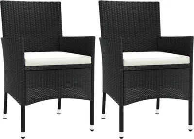 Produktbild von Gartenstühle mit Kissen 2 Stk. Schwarz Poly Rattan