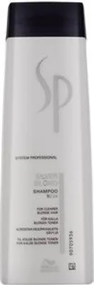 A white bottle of Wella Professionals SP Silver Blond Shampoo is shown against a white background.