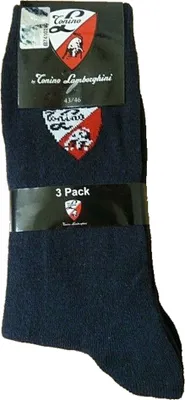 Produktbild von Lamborghini 3 Paar Socken Damen Herren 43-46 Marine Blau mi Logo bei Bowatex